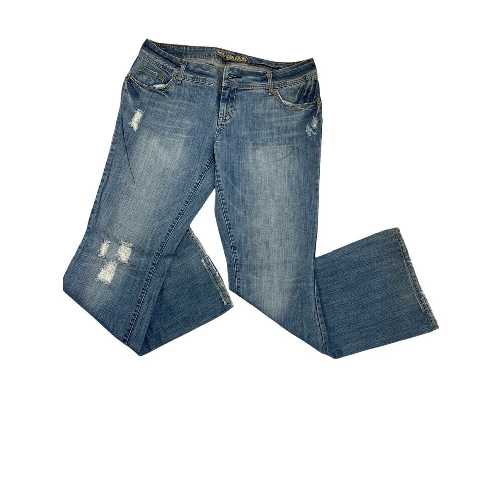 Fabulous American Eagle Distressed Flare Leg Jeans Size 16